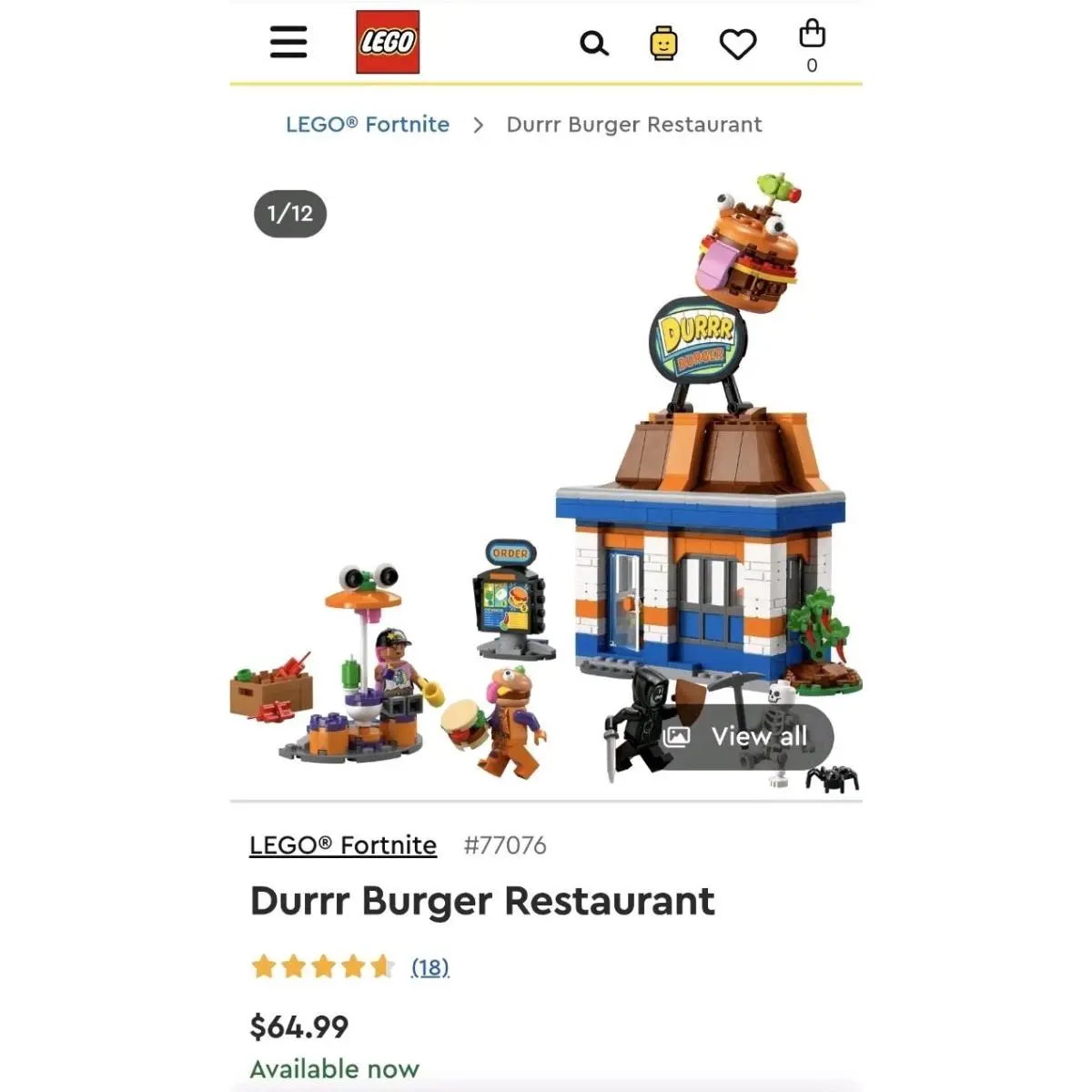 Lego Fortnite Durrr Burger Restaurant 77076