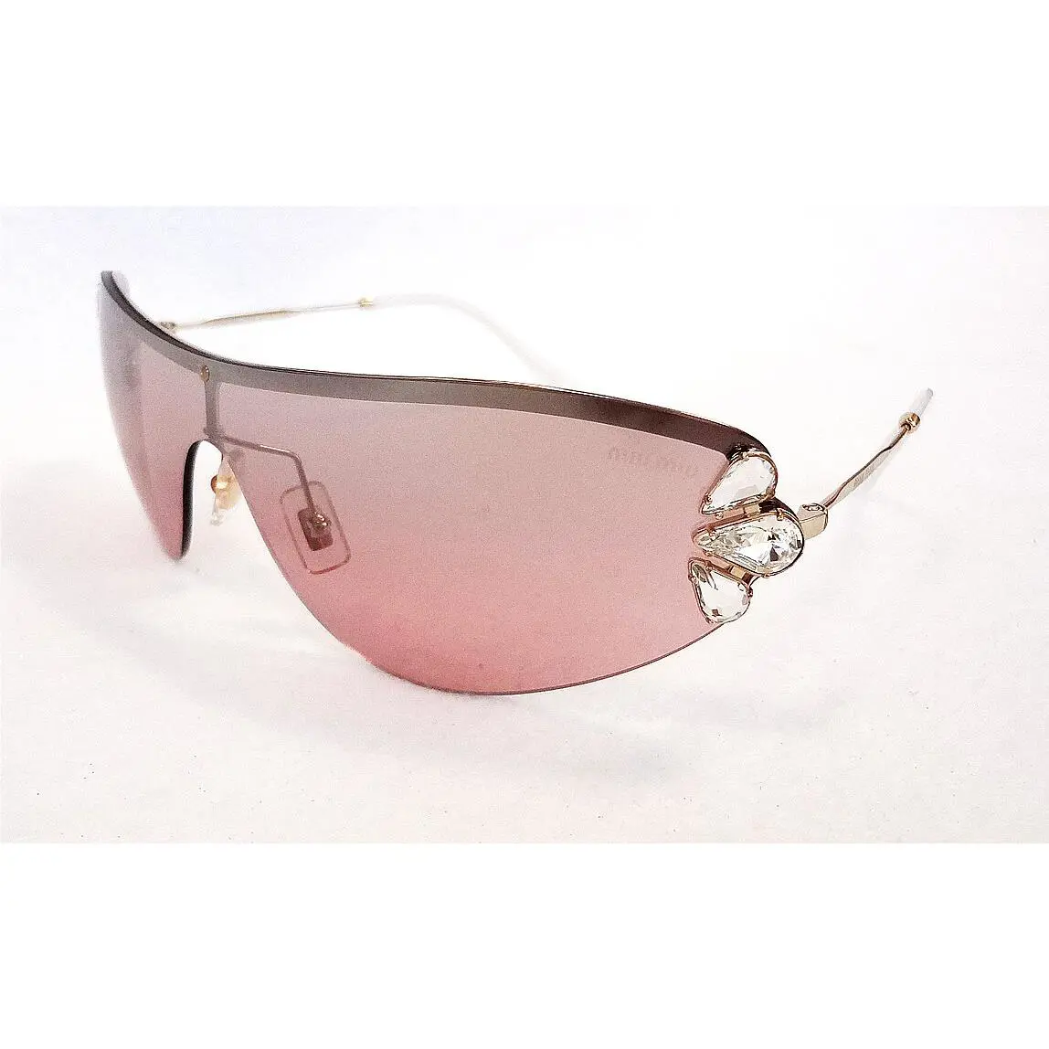 Miu Miu Women`s Sunglasses MU66US ZVN7L1 Metal/crystal Gold Made IN Italy