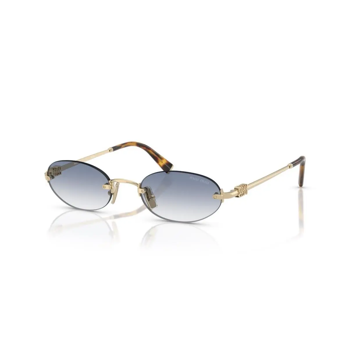 Miu Miu MU A54S ZVN80O Pale Gold Light Blue Gradient Rimless Sunglasses