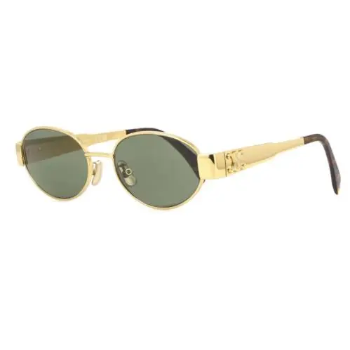 Celine Metal Triomphe CL40235U 30N Endura Gold/green Oval Women`s Sunglasses