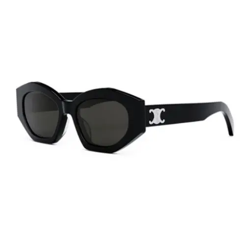 Celine Triomphe CL40238U 01A Shiny Black/smoke Oval Women`s Sunglasses - Frame: Shiny Black, Lens: Smoke