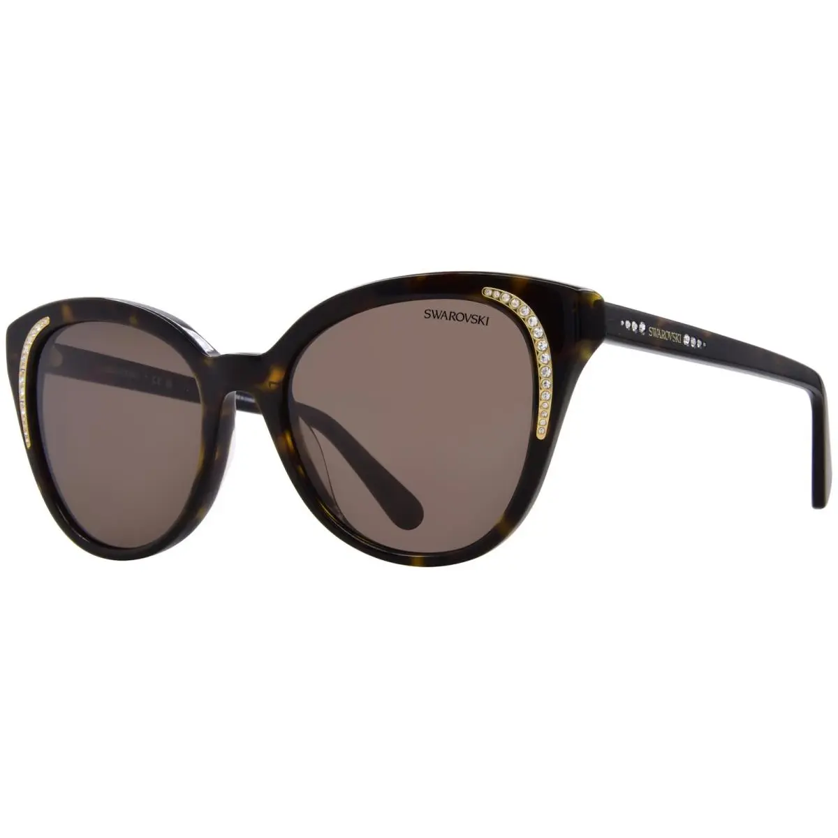 SK6031 100273 Sunglasses Women`s Dark Havana/dark Brown Lenses 53mm by Swarovski
