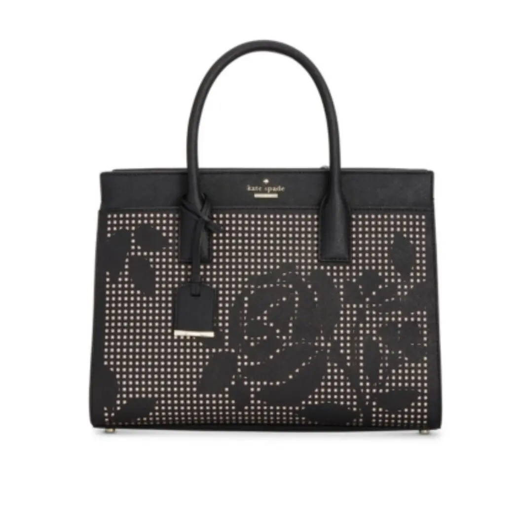 New Kate Spade New York Cameron Street Perforated Candace Satchel PXRU7723 Black