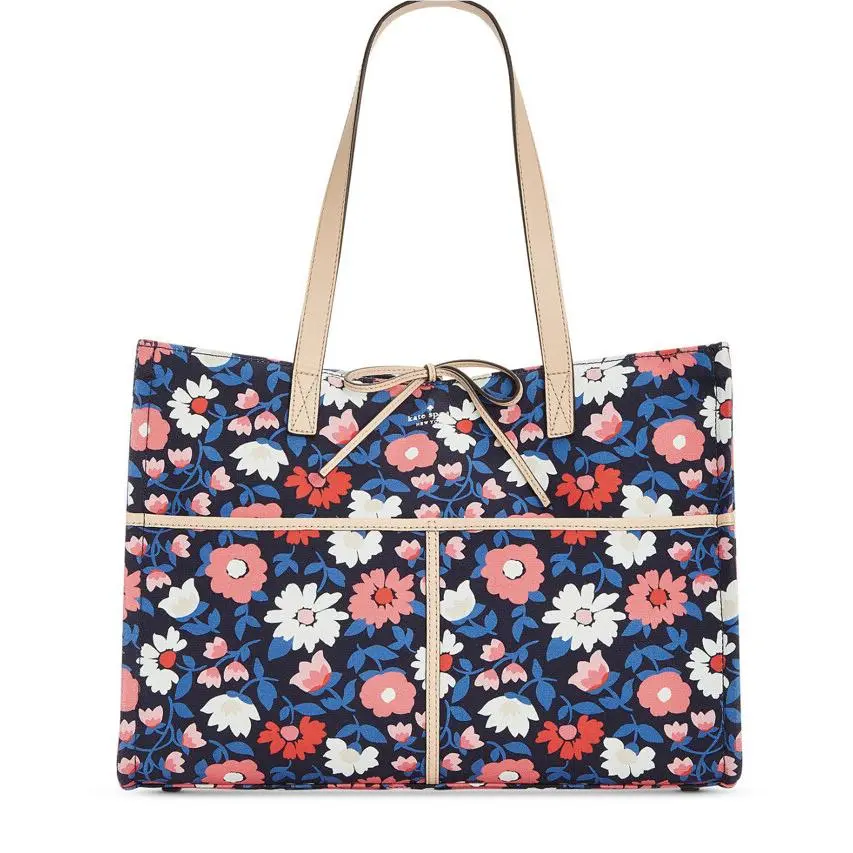 Kate Spade Washington Square Mega Sam Tote Rich Navy Pxru8568 Floral Print