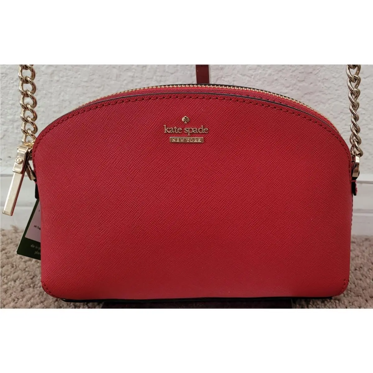 Kate Spade Cow Leather Cross Body Leather Chain Strap Bag Red