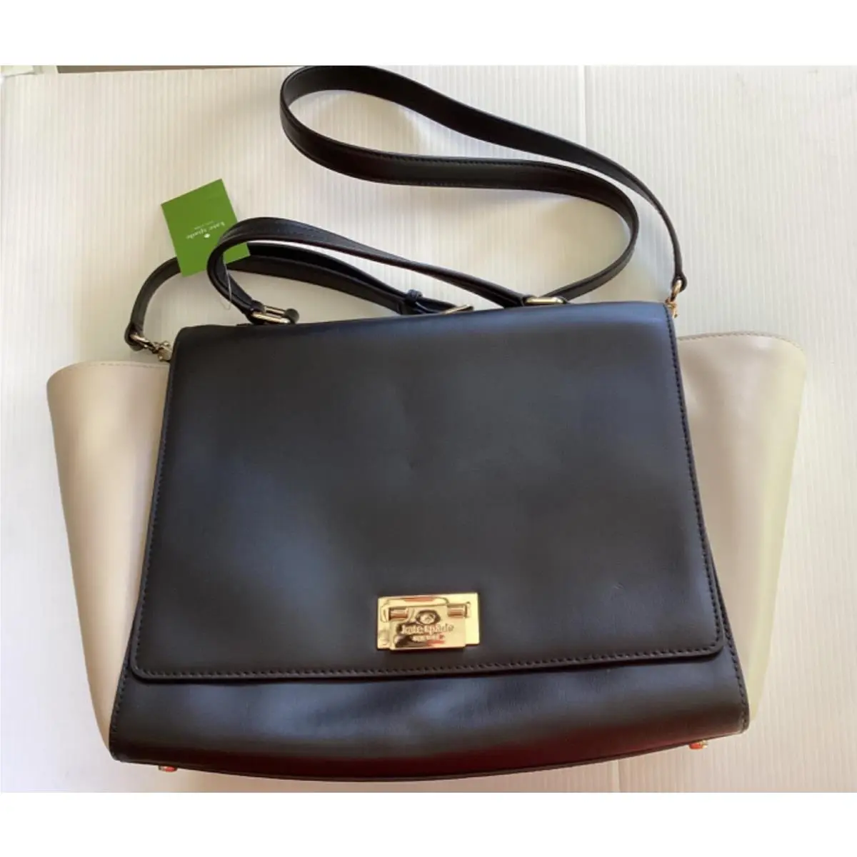 Kate Spade Large Laurel Magnolia Park Satchel Tote Bag Blackcream Purse