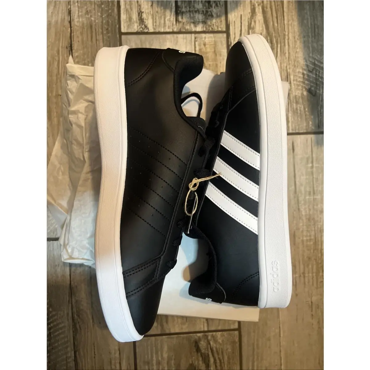 Adidas Grand Court Base Men`s Tennis Shoes EE7900 Black/white Sneakers Size 10.5