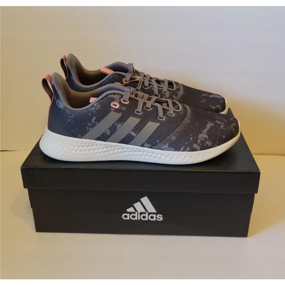 Adidas Cloudfoam Women`s Shoes Puremotion Athletic Running Camo Gray-pink Sz 11