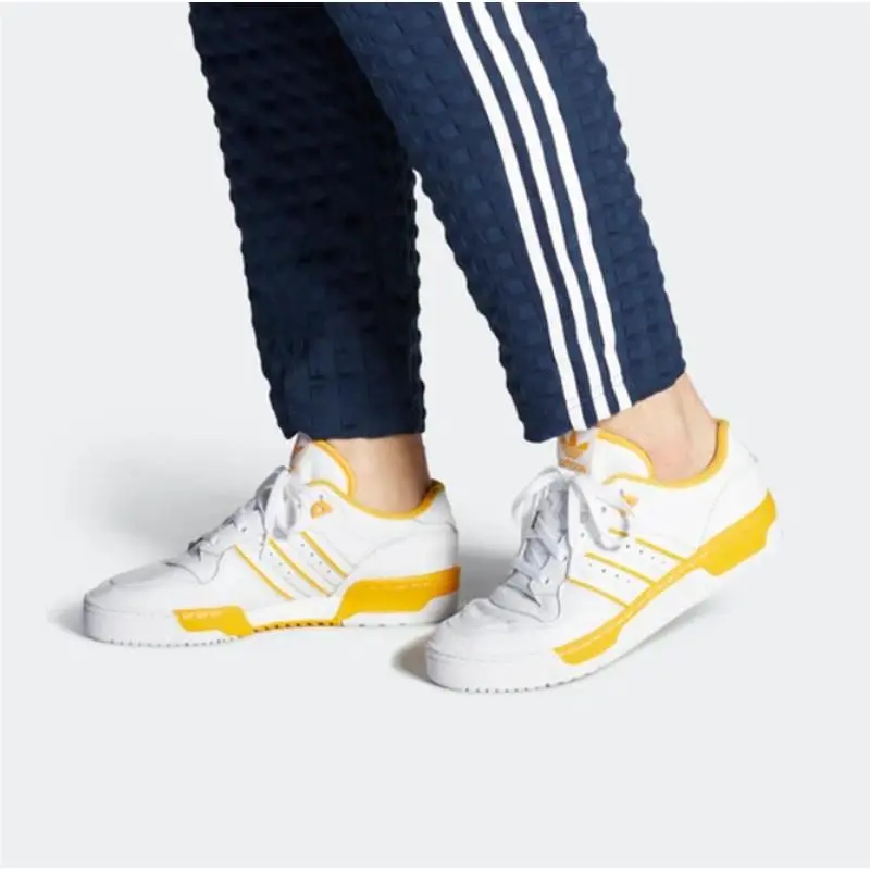 Adidas Womens Athletic Shoes Rivalry Low EE4656 Leather White Gold Size 7.5
