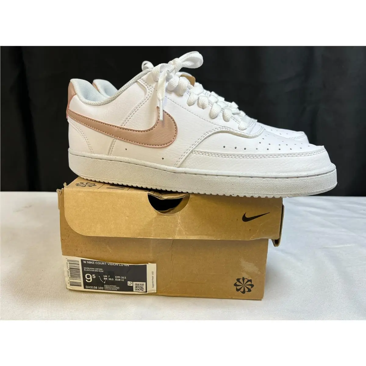 Nike Womens Court Vision Lo Next Nature White Pink Basketball Sneaker Size 9.5