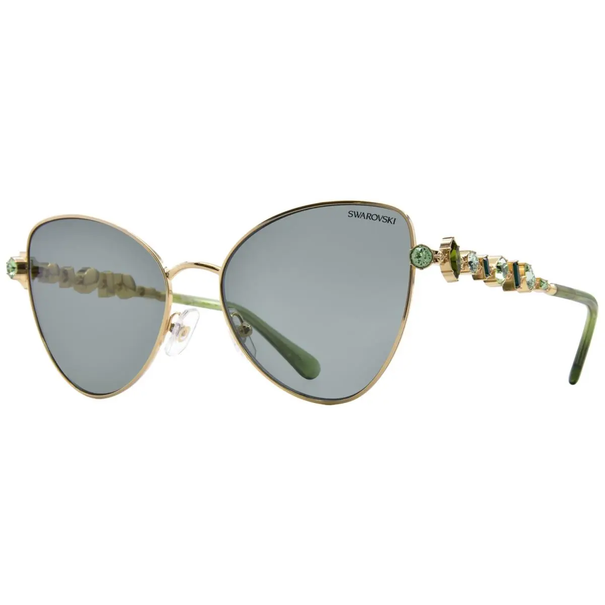 Swarovski SK7034 404G82 Sunglasses Women`s Gold/light Green Butterfly Shape 56mm