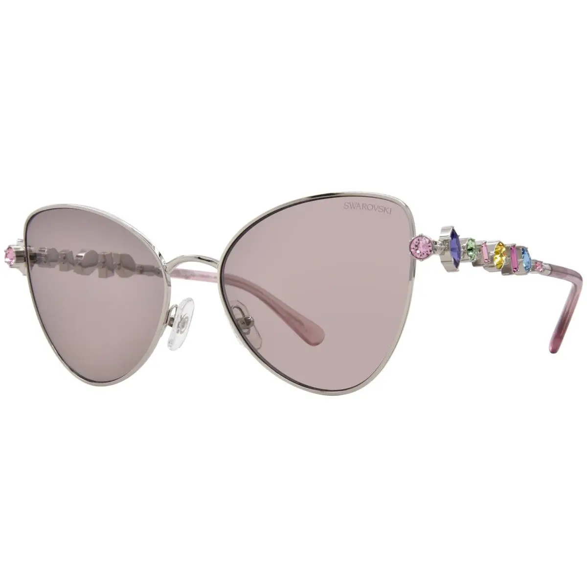 SK7034 401M7N Sunglasses Women`s Silver/light Purple/brown Lenses 56mm by Swarovski