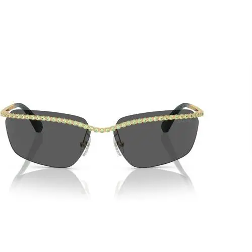 Swarovski SK7001 400487 Gold Dark Grey Green 64 mm Women`s Sunglasses w/ Case