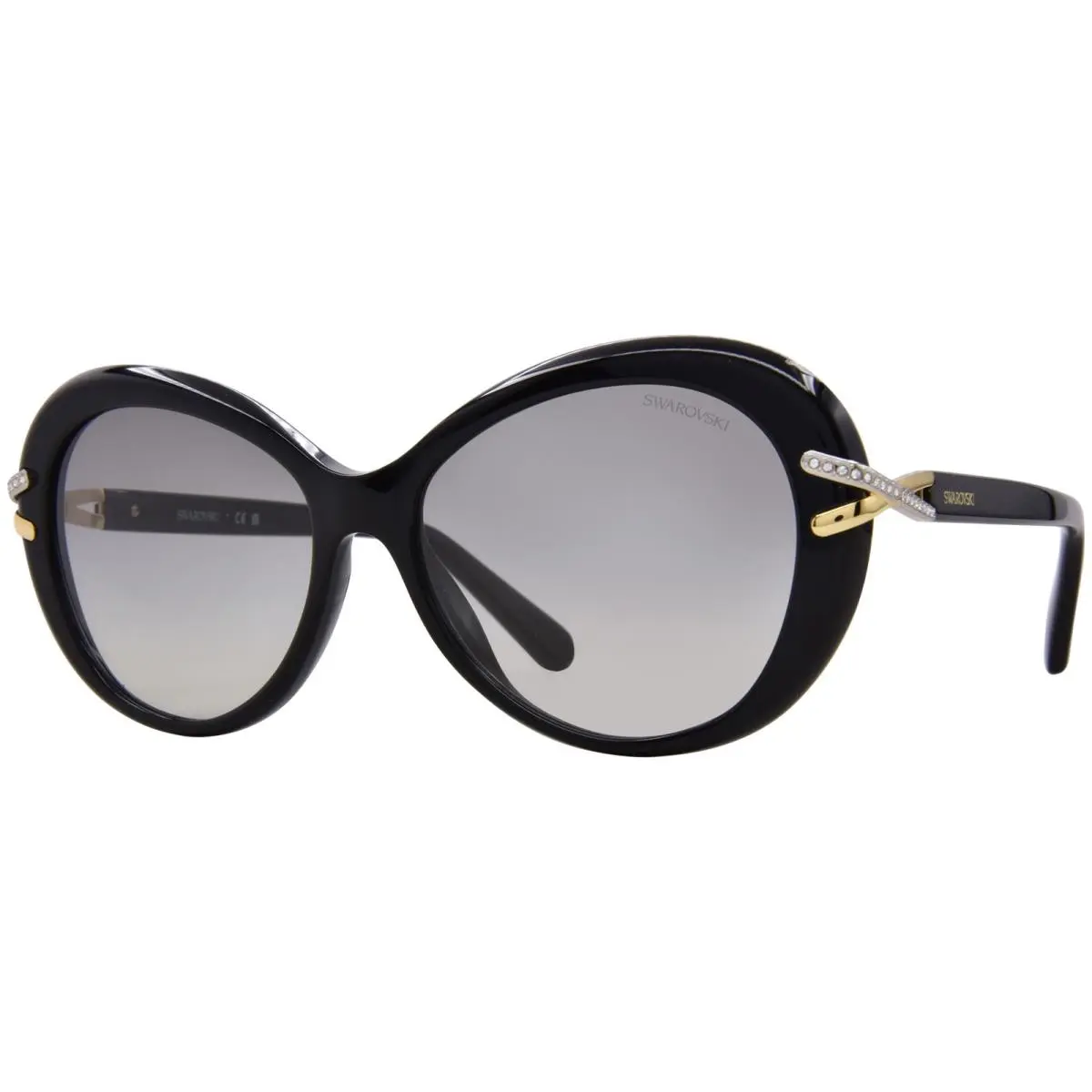 SK6026 100111 Sunglasses Women`s Black/grey Lens Butterfly Shape 56mm by Swarovski