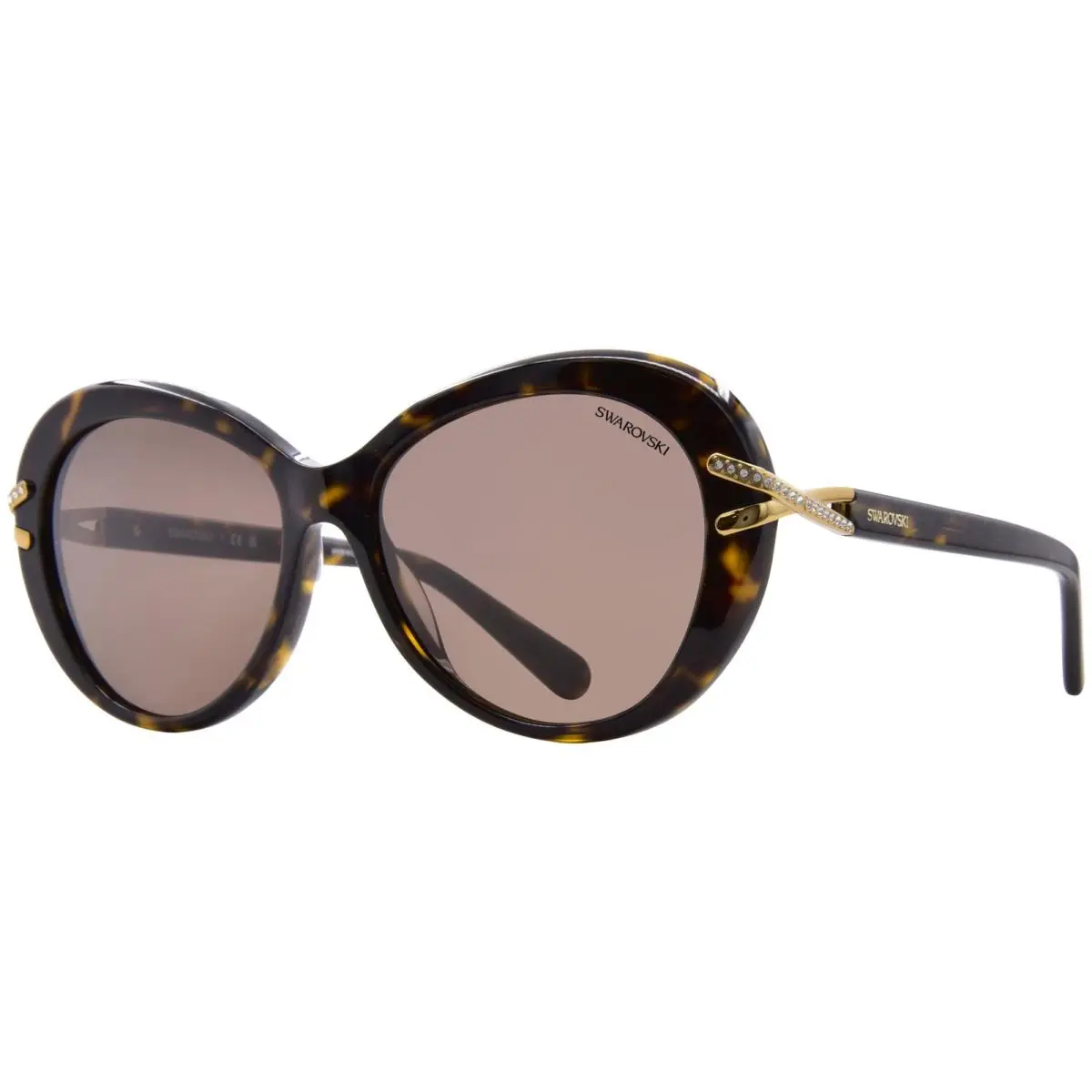 Swarovski SK6026 100273 Sunglasses Women`s Havana/brown Butterfly Shape 56mm