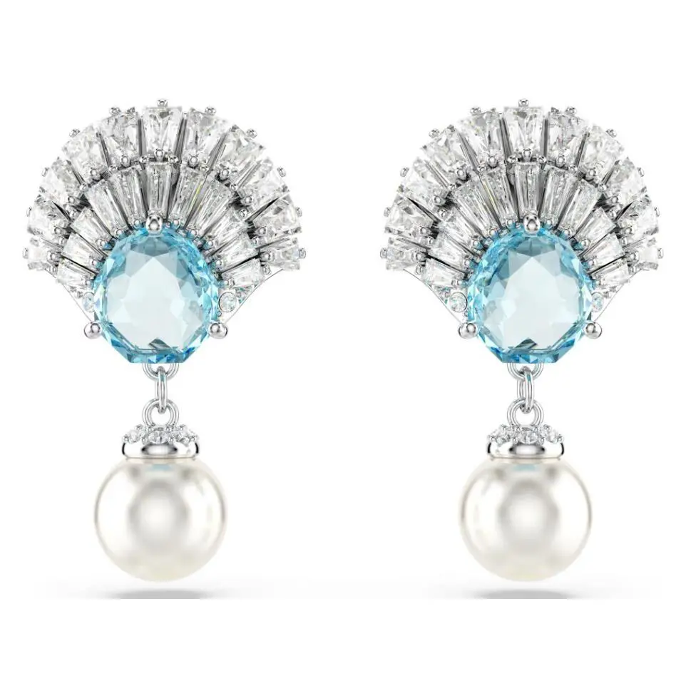 Swarovski Idyllia Drop Earrings Crystal Pearl Shell Rhodium plated-5680301