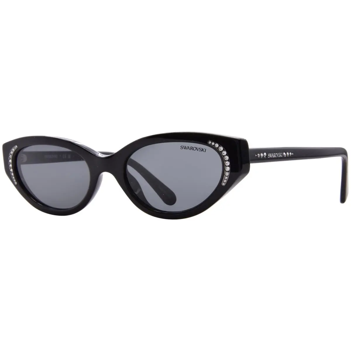 SK6030 100187 Sunglasses Women`s Black/dark Grey Round Shape 52mm by Swarovski