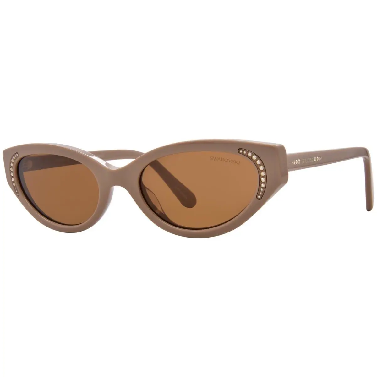 Swarovski SK6030 106173 Sunglasses Women`s Beige/dark Brown Round Shape 52mm