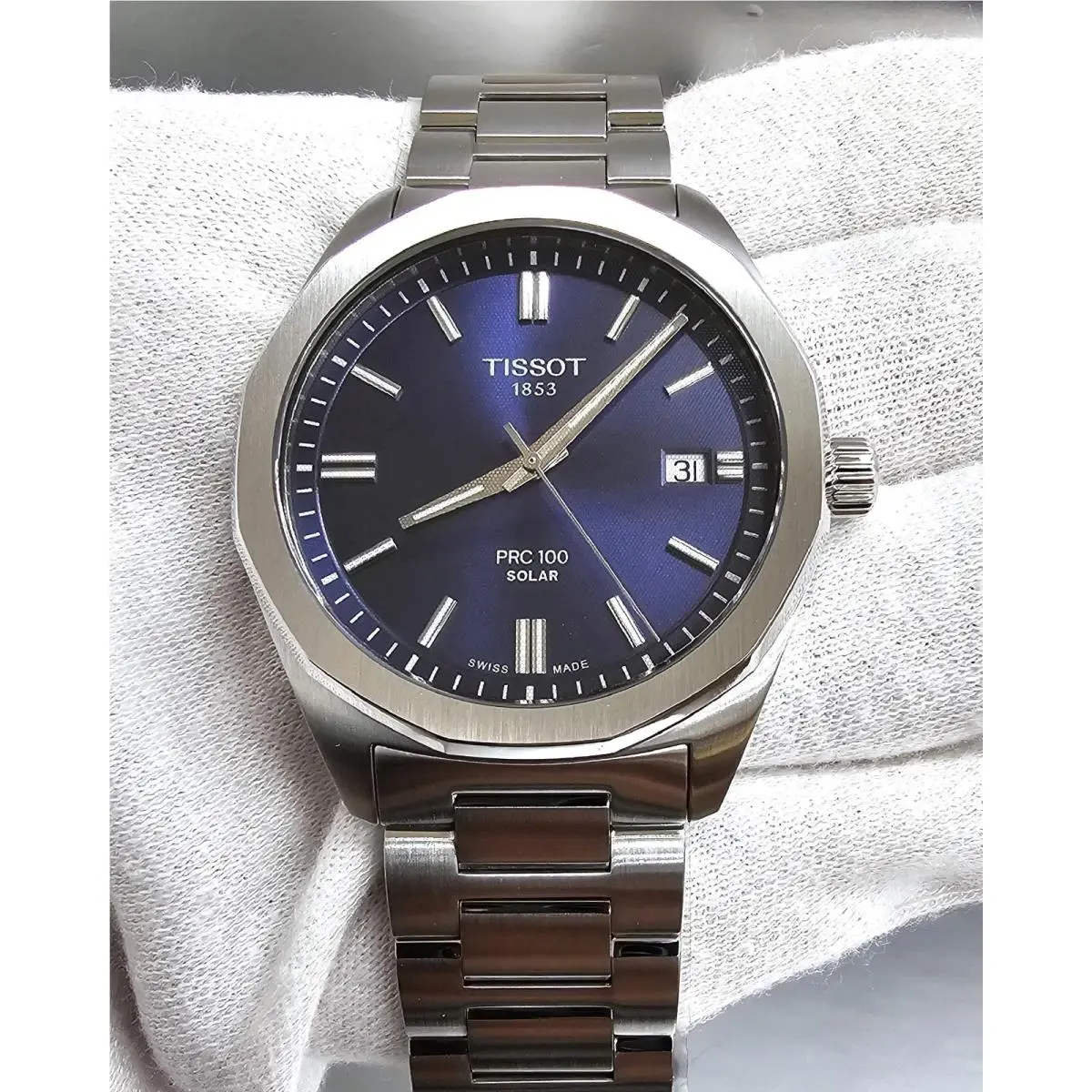 Tissot Prc 100 Solar Quartz 39 MM Blue Dial SS Men`s Watch T151.422.11.041.00