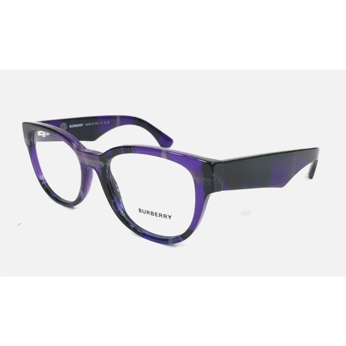 Burberry Eyeglasses B 2410 4113 53-17 140 Violet Purple Check Plaid Frames