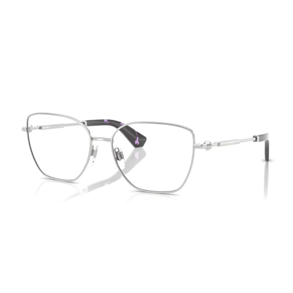 Burberry Eyeglasses B 1390 1005 56-16 140 Silver Frames Black Purple Tips