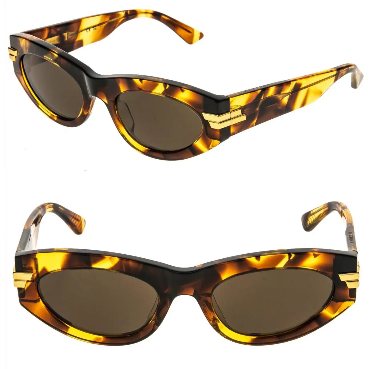Bottega Veneta 1189 Mitre BV1189S Brown Havana Unisex Bold Oval Sunglasses 005