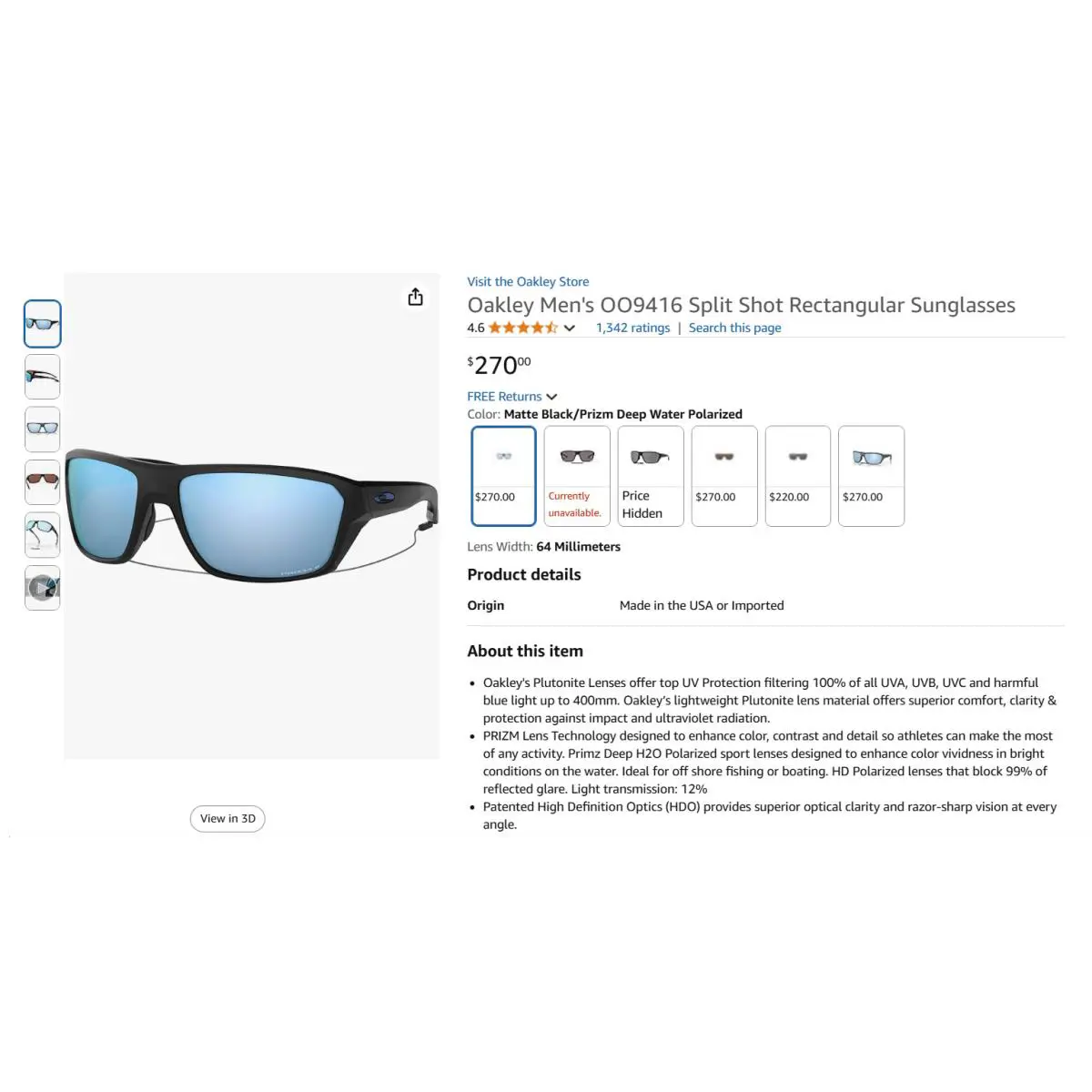 Split Shot Polarized Sunglasses 0OO9416: by Oakley
