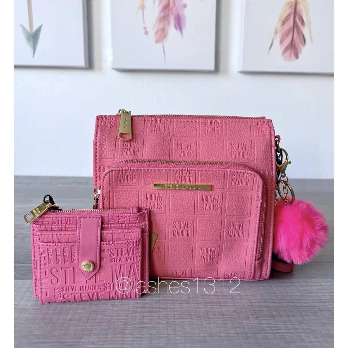Steve Madden Pink Crossbody Purse Bag - Raspberry Pink Debossed Bgrande
