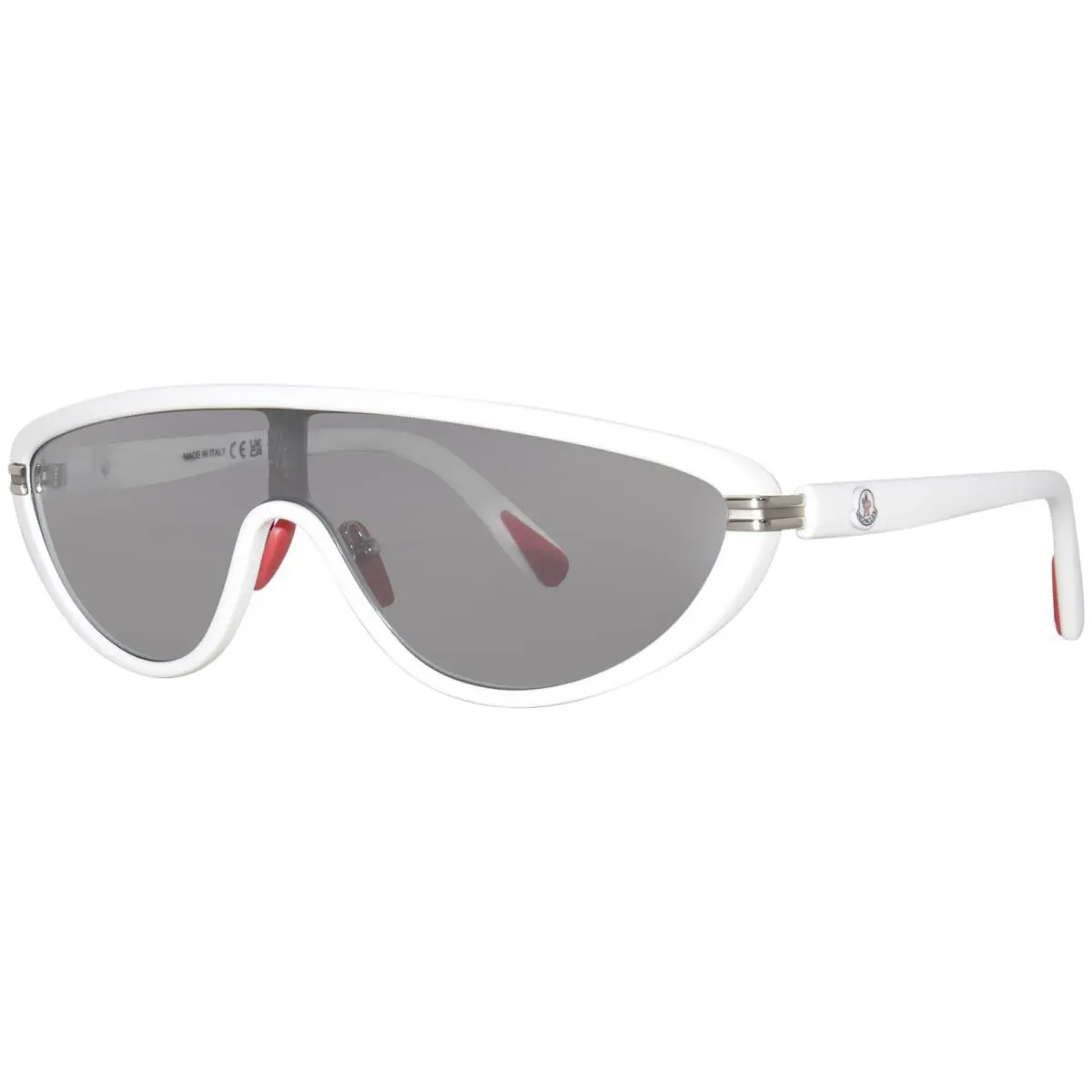 Moncler Vitesse ML0239 21C Sunglasses Solid White/smoke Lenses Shield 136mm - Frame: White, Lens: Silver