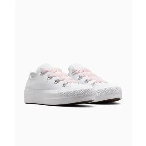 Converse Chuck Taylor All Star Platform Crochet Ox Sneaker A14830C Size US 6 - White/White/Blush Hush