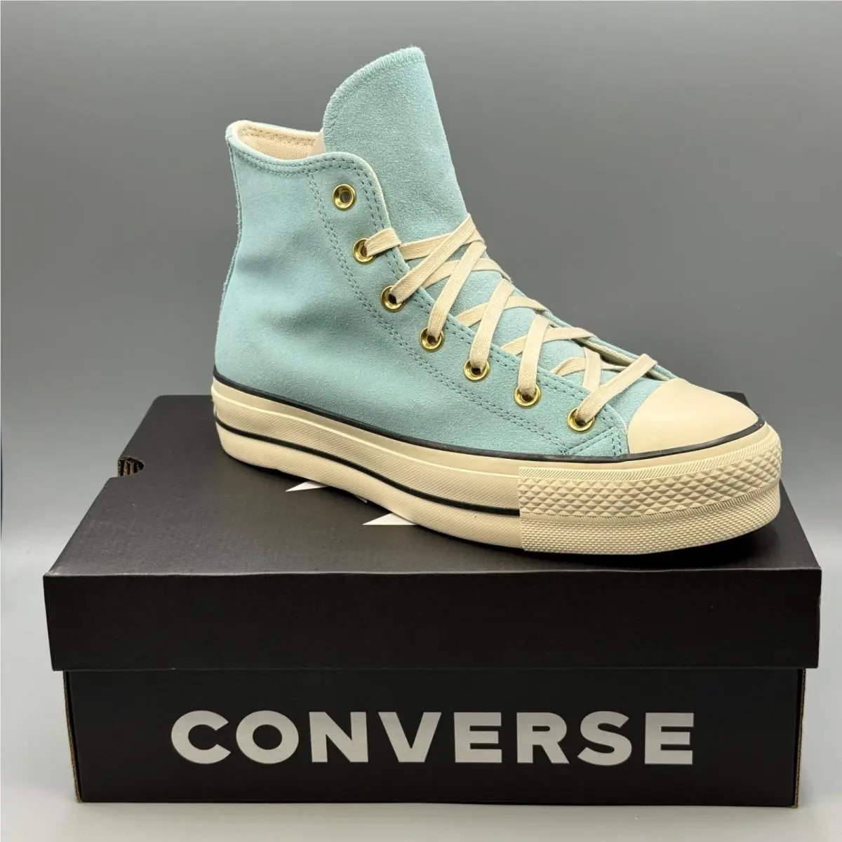 Converse Women`s 9 Hi Top Platform Blue Sneakers Leather Suede Ctas Lift A13824C
