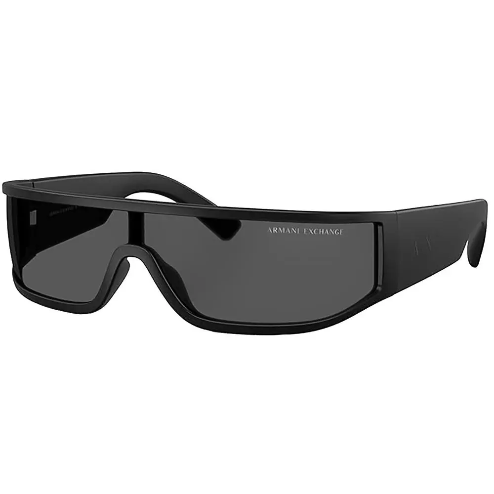 Armani Exchange AX 4153SU 805887 Matte Black Plastic Wrap Sunglasses Grey Lens