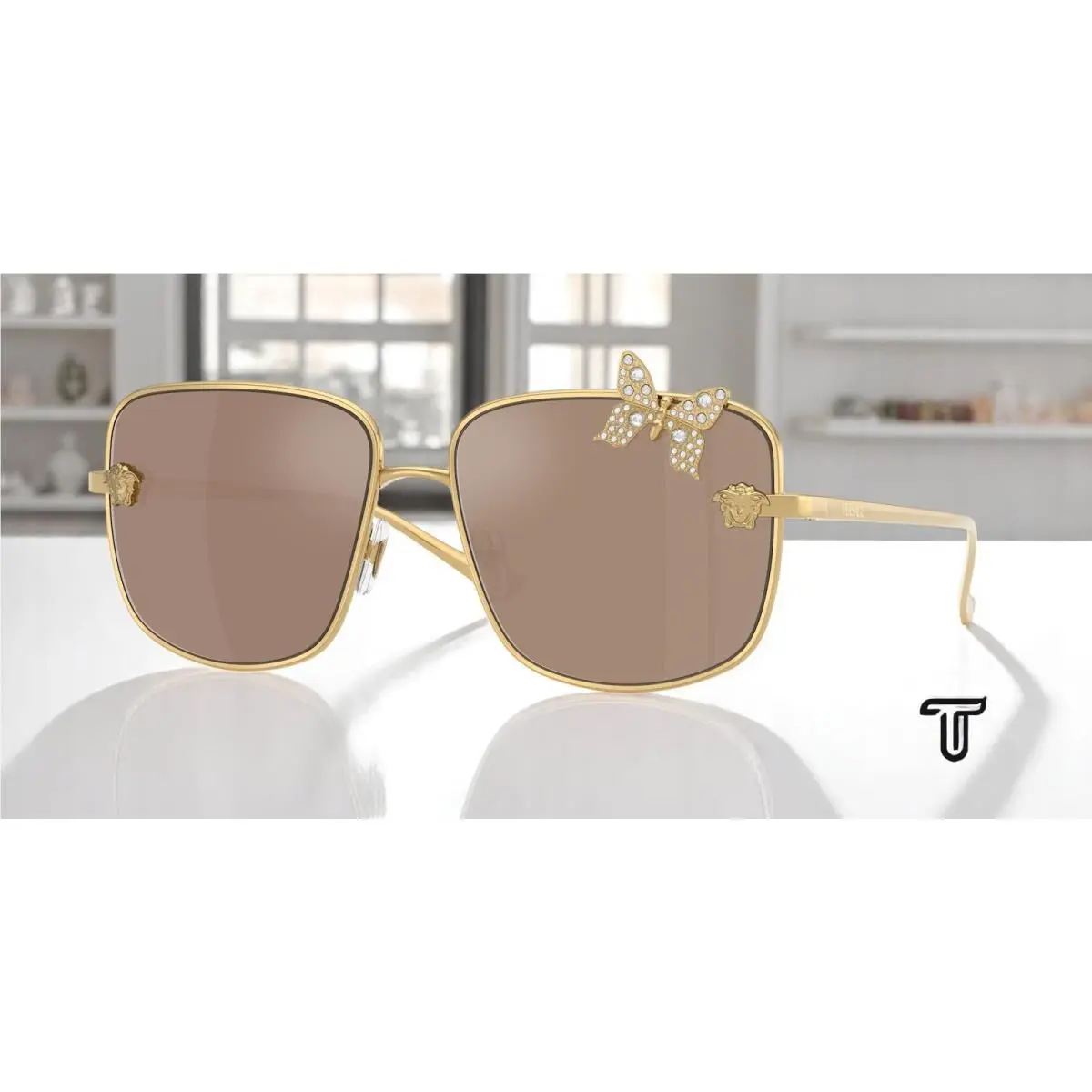 VE2282 K0030W Gold Plated Mirror Real Rose Gold 59 mm Women`s Sunglasses by Versace