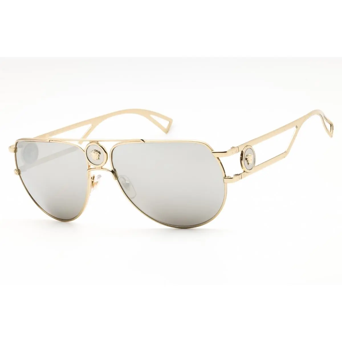 VE2225 12526G Pale Gold Lt Grey Mirror Silver 80 60 mm Men`s Sunglasses by Versace