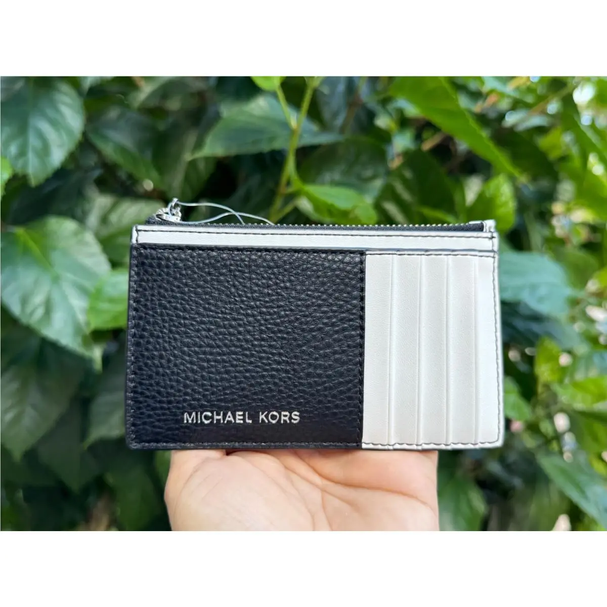 Michael Kors Jet Set Cooper Card Case Leather Wallet Black/white