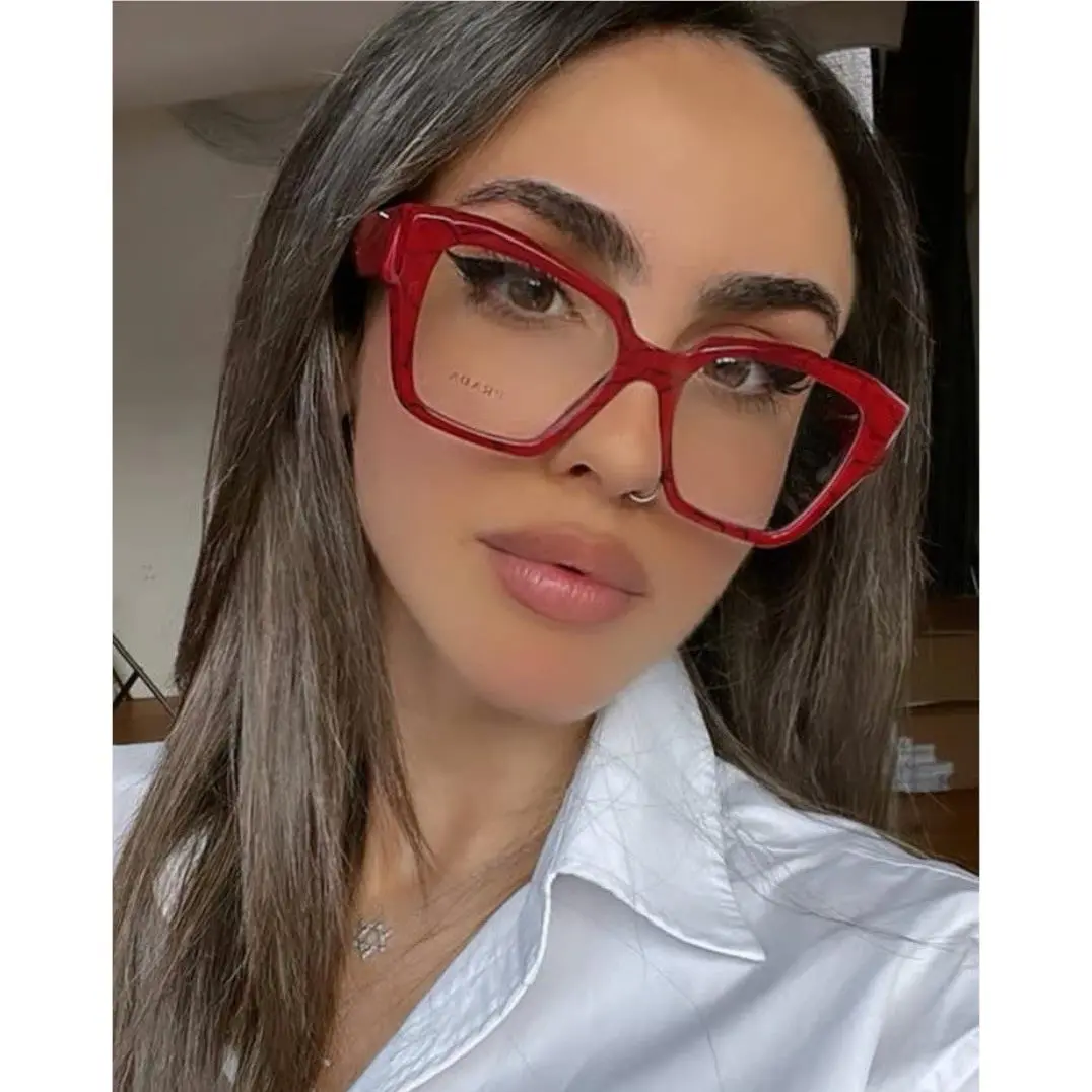 Prada 0PR 09ZV Red Marble 15D-1O1 Women Eyeglasses Rxable Large 51mm