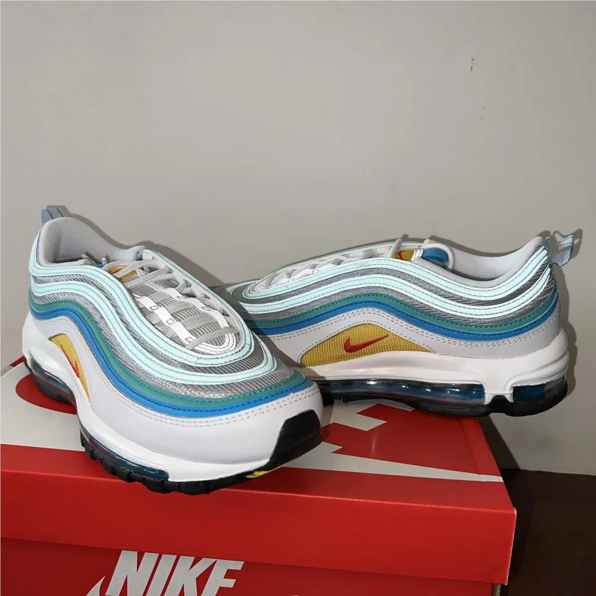 Nike shoes - Nike Air Max 97 - Air Max - DQ7644-100 - White/Siren Red/Laser Blue/Washed Teal/Mint Foam/Vivid Sulfur 3