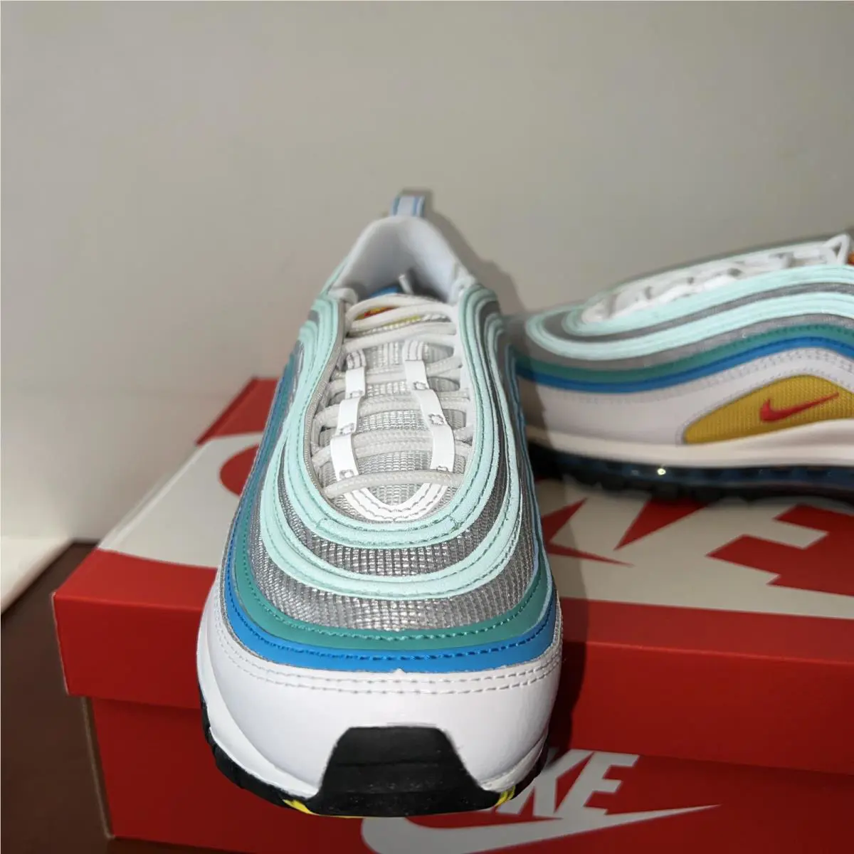 Nike shoes - Nike Air Max 97 - Air Max - DQ7644-100 - White/Siren Red/Laser Blue/Washed Teal/Mint Foam/Vivid Sulfur 5