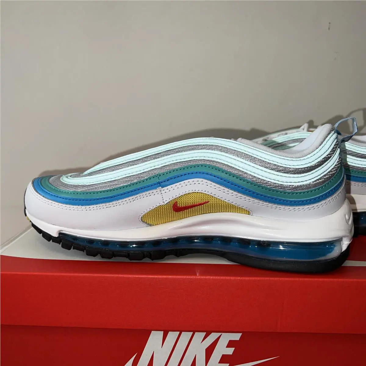 Nike shoes - Nike Air Max 97 - Air Max - DQ7644-100 - White/Siren Red/Laser Blue/Washed Teal/Mint Foam/Vivid Sulfur 6