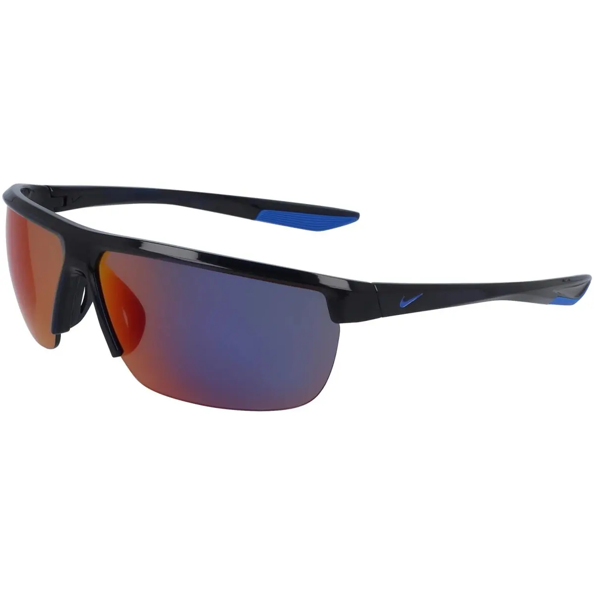 Tempest E Men`s Obsidian Semi-rimless Sport Wrap Sunglasses - CW4666 451 by Nike