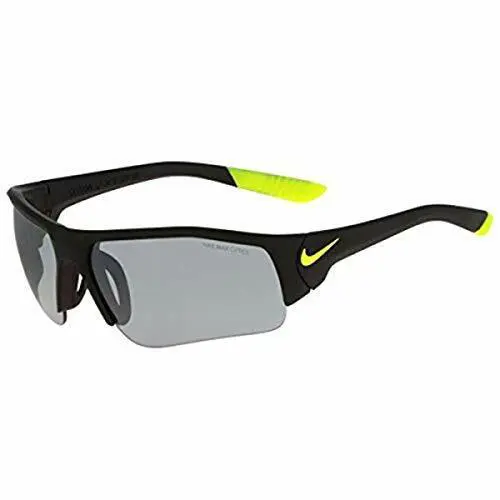 Nike Skylon Ace XV Jr Matte Black Volt Sunglasses with Silver Flash Lens - Matte Black/Volt Frame, Frame: Black, Lens: Gray