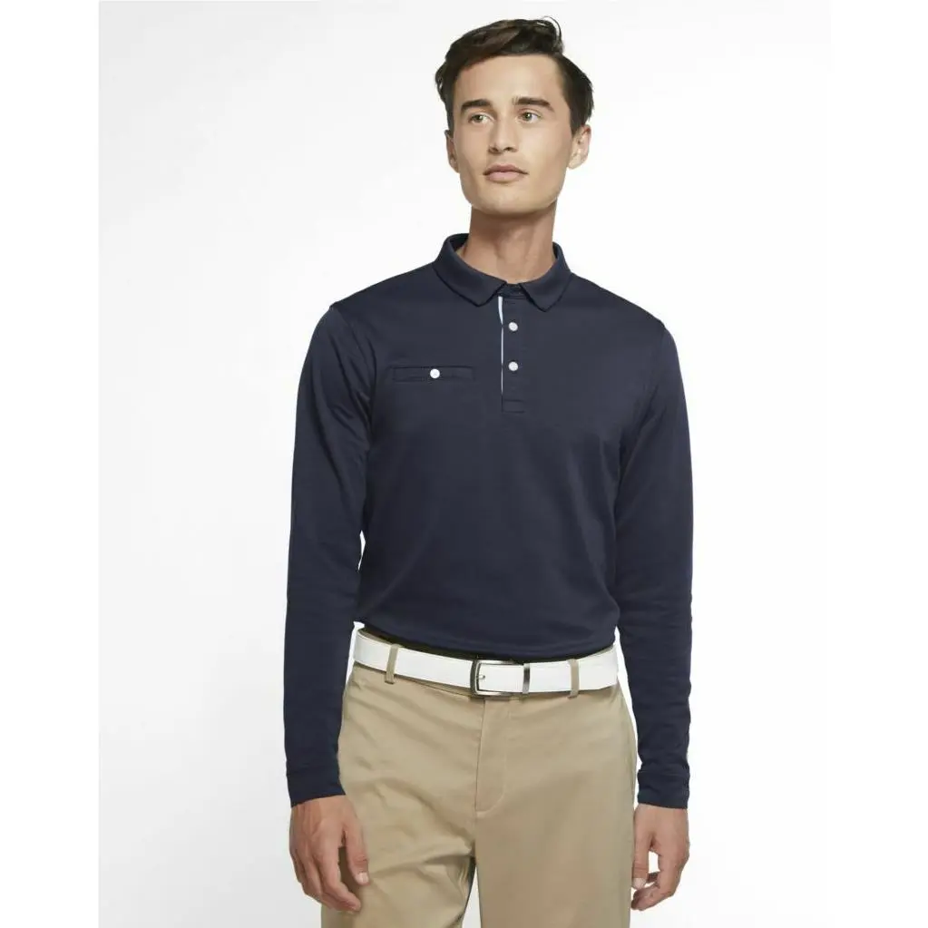 Nike Mens Dry Fit Player Long Sleeve Navy Golf Polo Size Xxl-tall CK5907-100