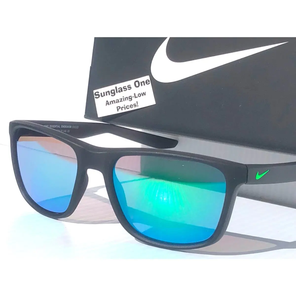 Nike Essential Endeavor Seaweed Grey Frame Green Mirror Sunglass EV1122 313