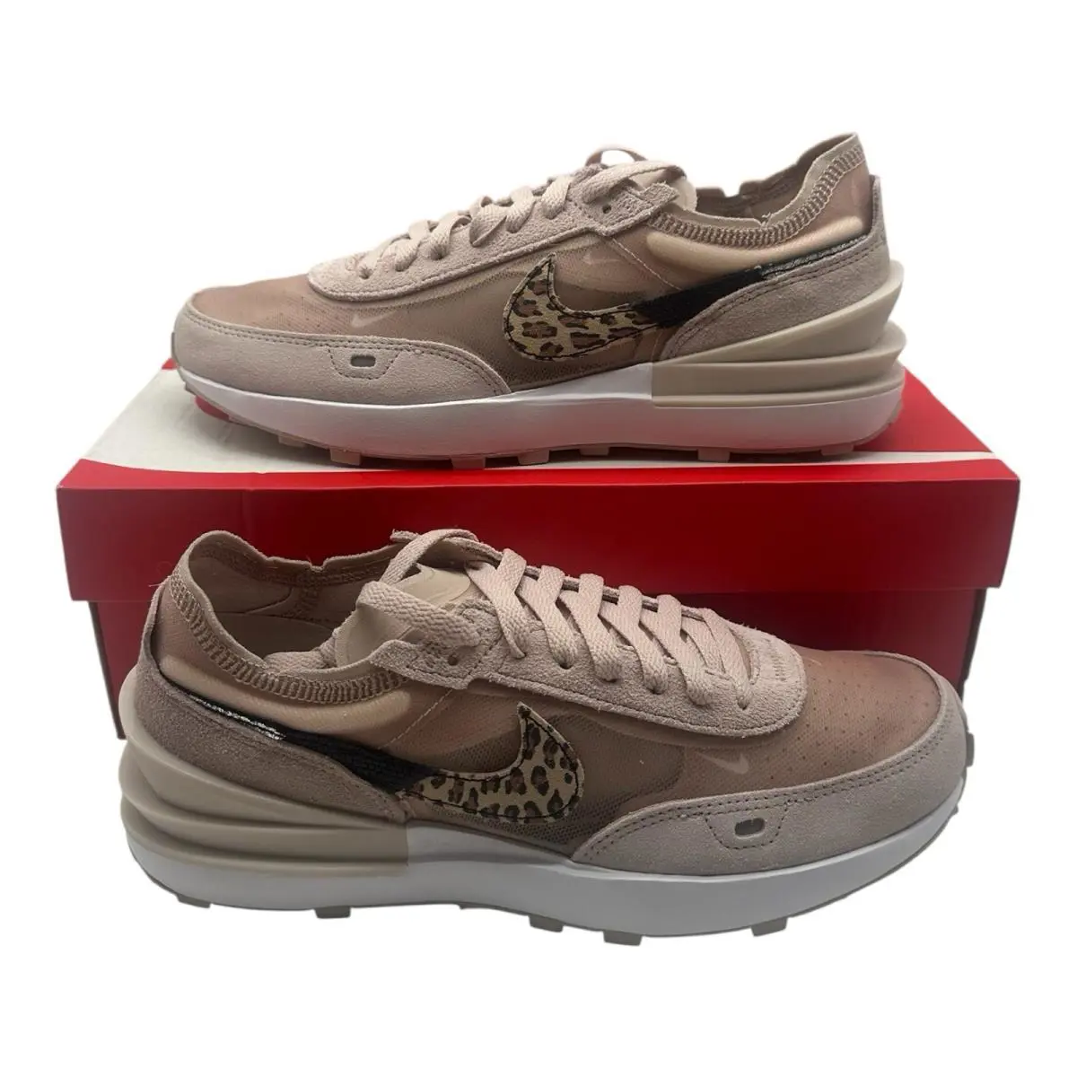 Nike Waffle One SE Shoes Women`s Size 9 Fossil Stone Leopard Print DJ9776-200 - Beige