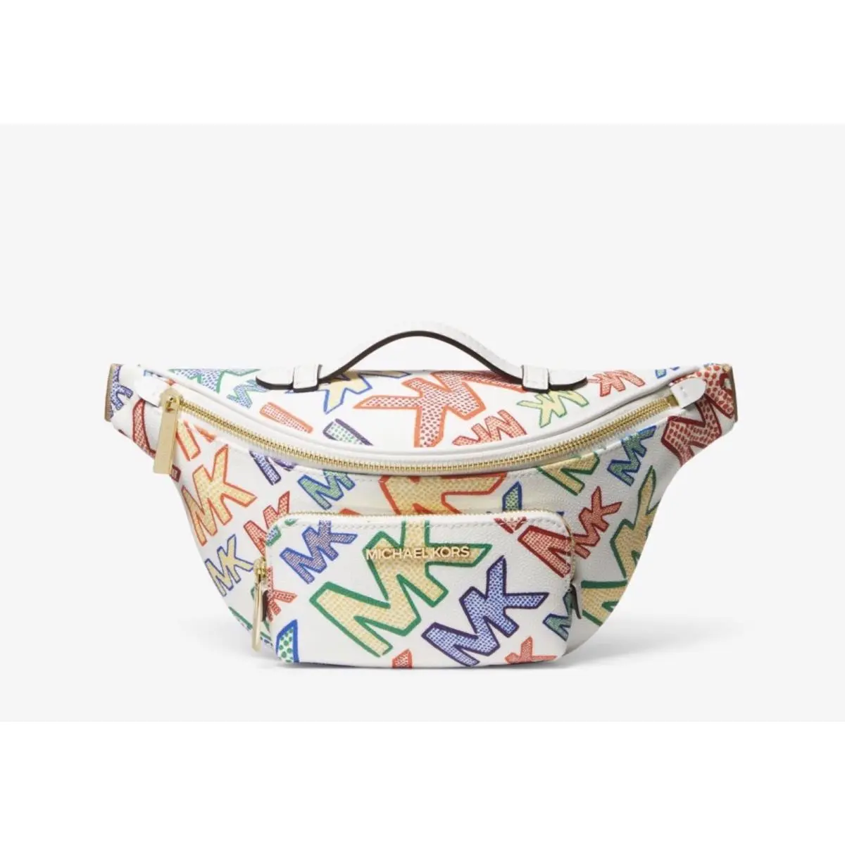 Michael Kors Pride Erin Graphic Logo Belt Bag Bright Wht