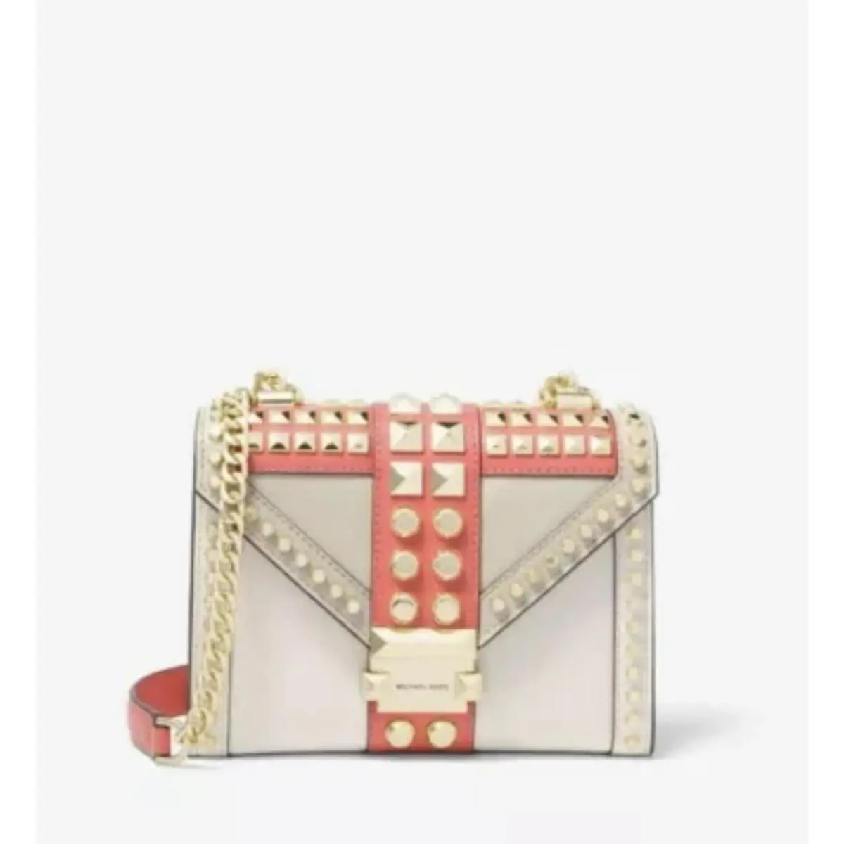 Michael Kors Whitney Small Studded Tri-color Saffiano Shoulder Bag