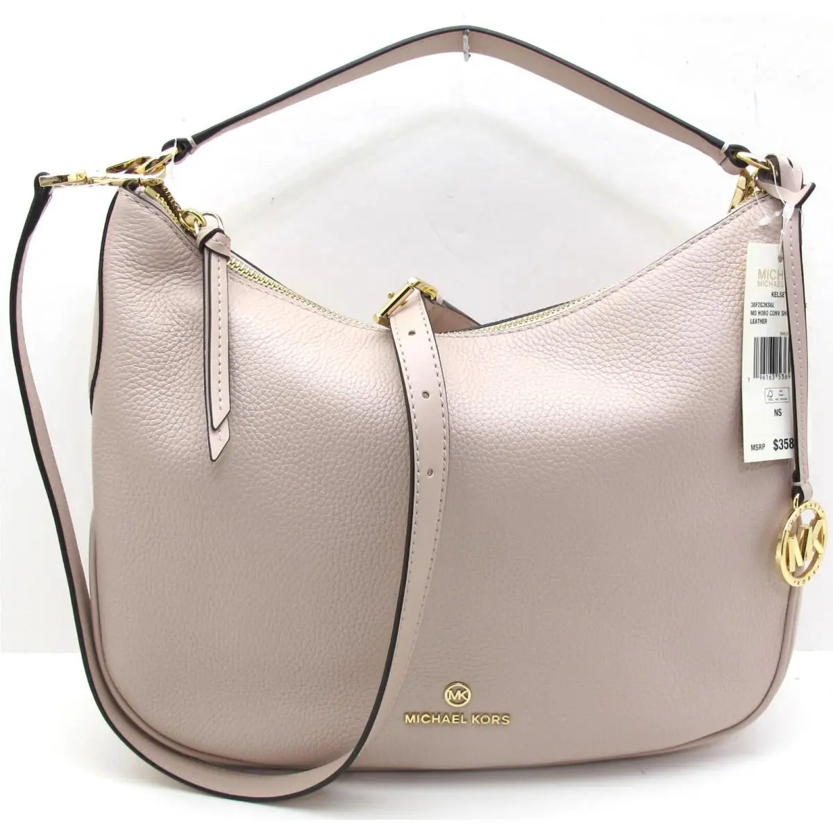 Michael Kors Kelsey Md Hobo Leather Convertible Shoulder Crossbody Soft Pink