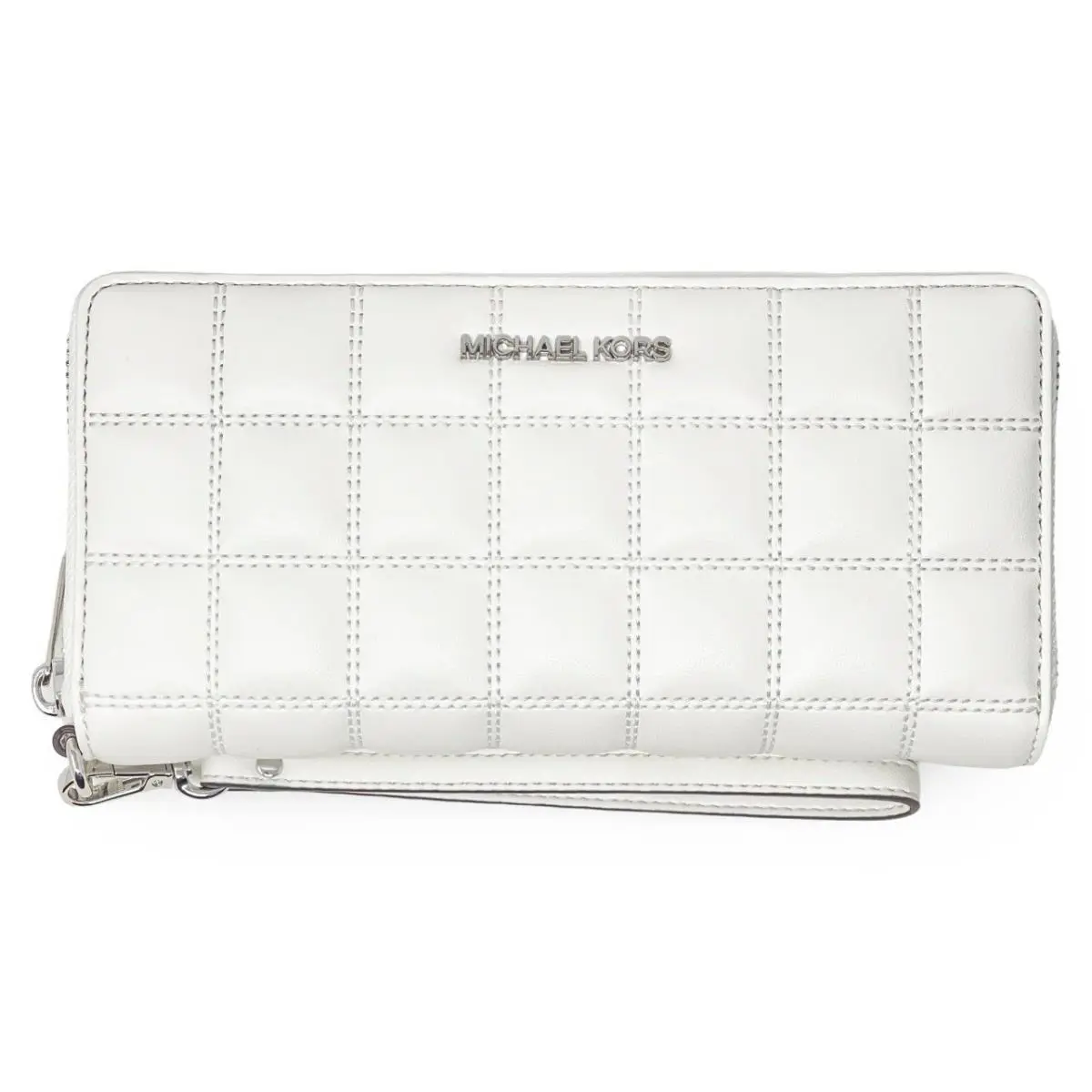 Michael Kors Jet Set Travel Large Continental Wallet Quilted Optic White