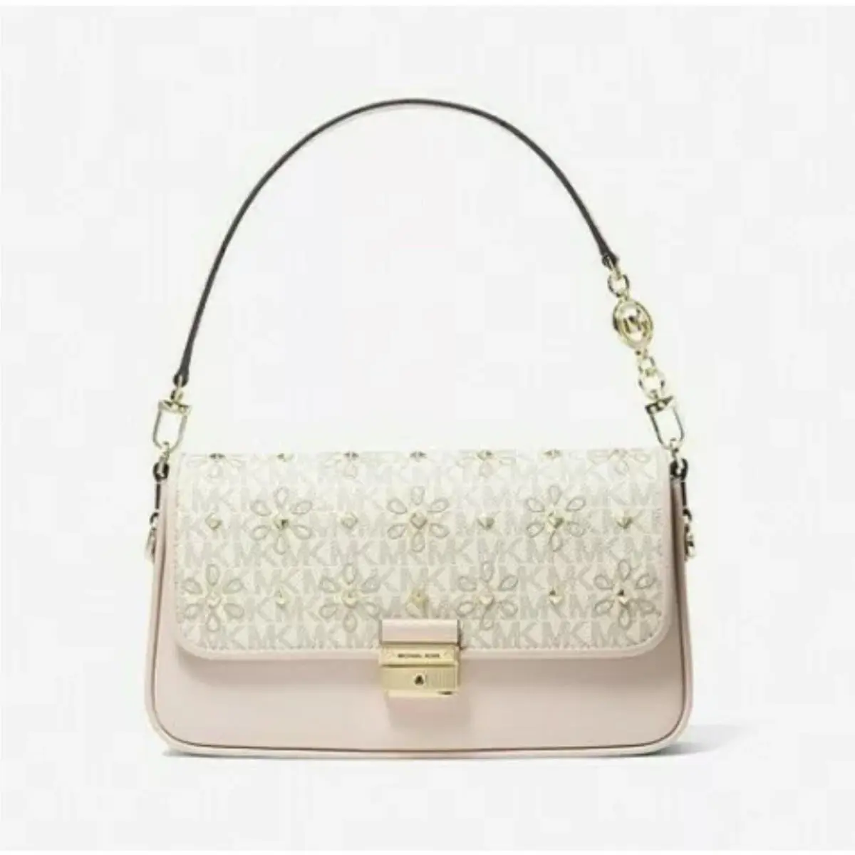Michael Kors Bradshaw Small Logo Convertible Shoulder Bag Vanilla/soft Pink