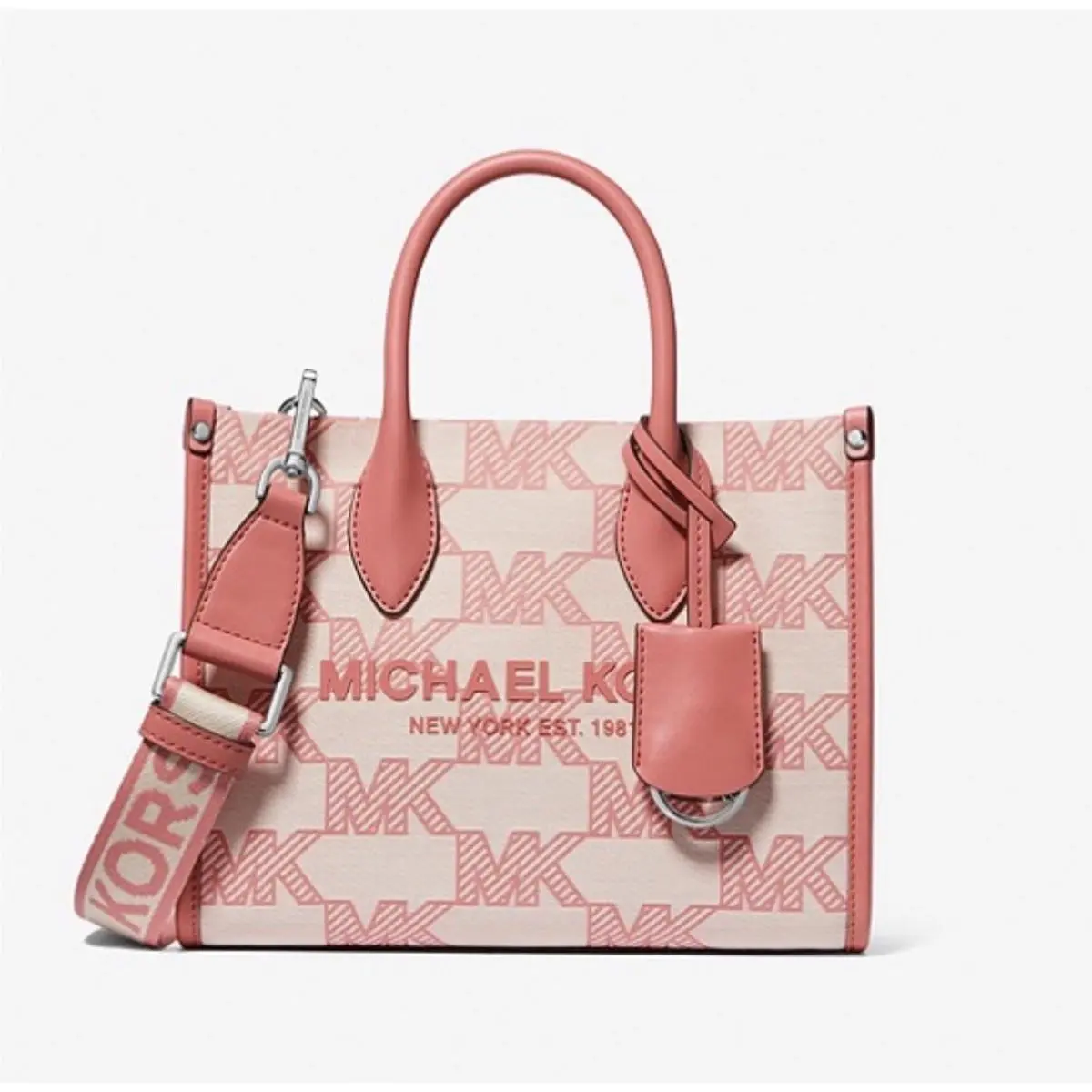 Michael Kors Mirella Small Logo Jacquard Crossbody Bag Tea Rose